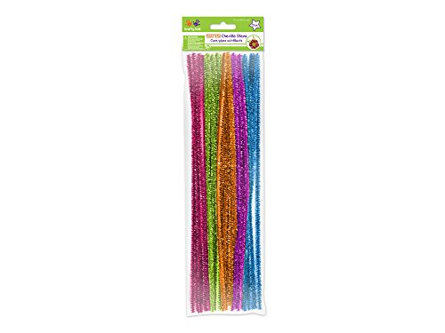 Krafty Kids GC025L, Tinsel Chenille Stems, Glitter Pipe Cleaners, 6mm by 12in, Glamour Mix, 35-Piece, 1/4" x 12" X