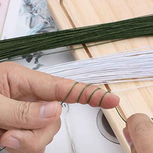 200 Pcs Floral Wire and Wire Cutter, 26 Gauge Floral Stem Wire White and Green 14 Inch Florist Craft Wire, Floral Arrangement Kit for Flower Craft Wreath Making Supplies Flower Arrangement Supplies