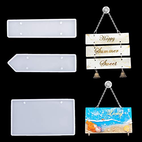 iSuperb 3PCS Silicone Molds for Resin Rectangle Doorplate Epoxy Crystal Mold DIY Tablet Pendant Door Hanging Welcome Sign Plates, Road Street Sign Making Model (Rectangle)