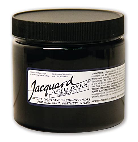 Jacquard Acid Dye - Navy Blue - 8 Oz Net Wt - Acid Dye for Wool - Silk - Feathers - and Nylons - Brilliant Colorfast and Highly Concentrated