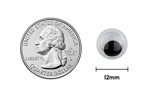 Hygloss Wiggle Eyes-Paste On, 12 mm Black Products Plastic Eyeball Googly Arts & Crafts-Non-Adhesive Size 12mm-Classroom Economy Pack-500 Pcs