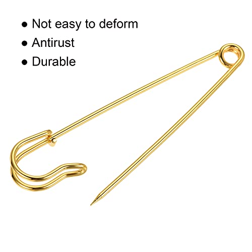 MECCANIXITY Safety Pins 3.94 Inch Large Metal Sewing Pins for Blankets Crafts Brooch Making Gold Tone 15Pcs