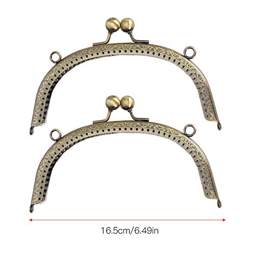 GLOGLOW 2pcs Purse Arch Frame, 16.5cm/6.5in Purse Frame Coin Bag Kiss Clasp Lock for Bag Sewing Craft Making