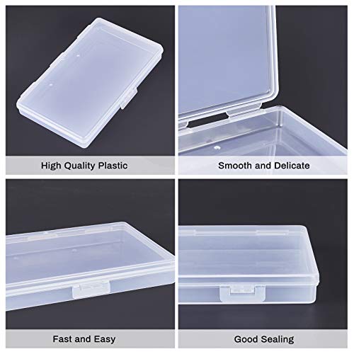 BENECREAT 8 Pack 6x3.5x0.8 Inch Rectangle Clear Plastic Storage Box with Double Hinged Lids for Photo, Pencil, Craft Tools, and Other Small Accessories