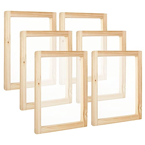 FVIEXE 6PCS 8 x 10 Inch Screen Printing Frame, Wood Silk Screen Print Screen Frame with 110 Mesh Screens for Screen Printing