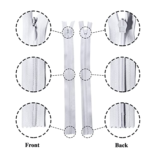KGS 9 Inch Invisible Zippers for Sewing | Premium Quality Zippers for Dresses, Skirts, Pillows or Sewing Craft | 20 pcs / Pack (White)
