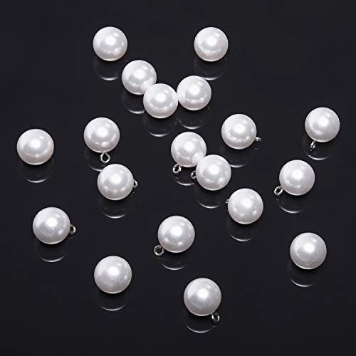 20 Pcs Small Pearl Buttons Full Round Pearl Bridal Buttons Crystal Rhinestone Buttons for Wedding Sewing (Pearl White,10mm)
