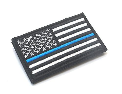 USA Flag Patch Thin Blue Line Police Flag American Military Embroider Motorcycle Biker Tactical Fully Embroidered Tags Patch Sew On-Police and Law Enforcement Honor USA
