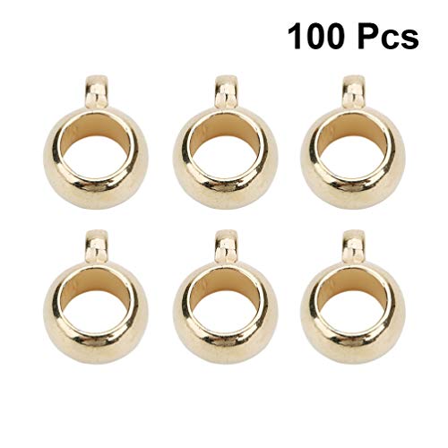 Milisten Bail Beads Charms Bail Tube Beads Spacer Bead Bail Beads Hanger Fit Charm European Bracelet Pendant Bead Connector Jewelry Making Supplies 100pcs (Golden 5mm 8mm)