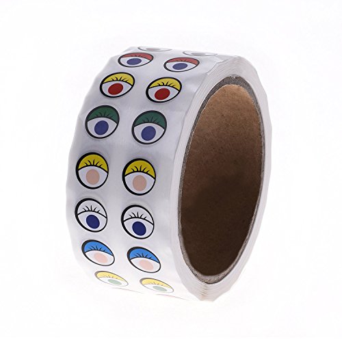 Lependor Assorted Colors Eye Stickers Labels -2000 Pcs Per Roll