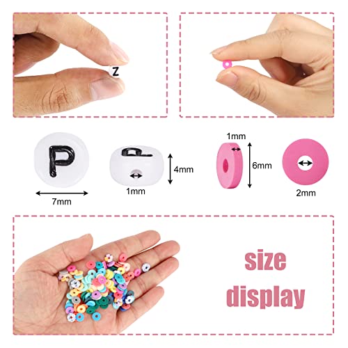 QUEFE 13000pcs, 60 Colors, Clay Beads for Bracelet Making Kit, Flat Round Polymer Heishi Beads with Letter Beads for DIY Craft Gifts, Necklace Jewelry Making, Set for Girls 8-12