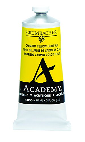 Grumbacher Academy Acrylic Paint, Gloss, 90ml/3 oz Metal Tube, Cadmium Yellow Light Hue