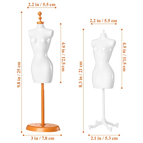 Mini Size Female Mannequin Torso, 4Pcs Mini Doll Dress Form Manikin Body with Base Stand for Sewing Dressmakers Dress Jewelry Display, Black&White, 25x7.5cm/9.82x2.95inch, (Mixed Style)