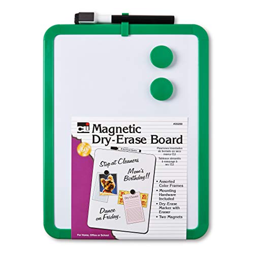 Charles Leonard Framed Magnetic Dry Erase Board with Marker & Magnets, Assorted Colors, 8.5" x 11"