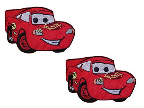 2 pieces SPORTS CAR Iron On Patch Applique Embroidered Children Motif Cartoon Decal 3.5 x 2.5 inches (8.8 x 6.3 cm)