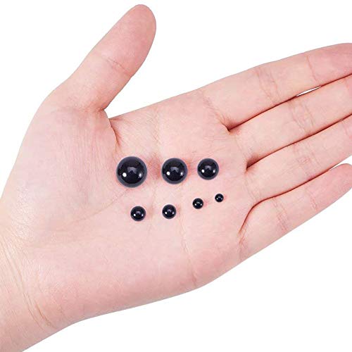 3-12mm Black Acrylic Faux Pearl Half Round Cabochons Flat Bottomed Eye Diameter 3mm 4mm 5mm 6mm 8mm 10mm 12mm for Nail Craft DIY Decoration (500Pcs)