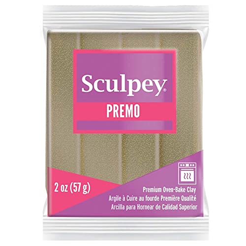 Sculpey Premo Polymer Oven-Bake Clay, Yellow Gold Glitter, Non Toxic, 2 oz. bar, Great for jewelry making, holiday, DIY, mixed media and home décor projects