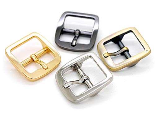 CRAFTMEMORE 3/4 Inch Single Prong Belt Buckle Square Center Bar Buckles Craft Accessories SC04 - Pick Color (4 Pack, Gunmetal)