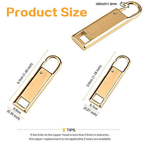 Upgraded Gold Zipper Pull Replacement Metal Zipper Handle Mend Fixer Zipper Tab Repair for Shoes Luggage Suitcases Bag Jacket 8 PCS