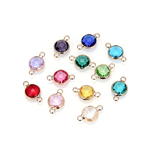 1 Set Adabele Grade A Mixed Birthstone Charm Connectors 8mm Austrian Crystal Beads 14k Gold Plated (12pcs) for Jewelry Craft Making CCP29