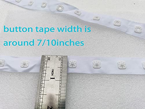 Snap Tape for Sewing with Plastic Press Buttons -3/10 Inch Diameter ,Sewing Polyester Tape with White Round Shape Fastener Replacement Ribbon for Crafting Crafts DIY Cloth. (3 Y White Square )