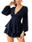 Relipop Women's Jumpsuit Floral Print V Neck Baggy Sleeve Waist Tie Double Layer Ruffle Hem Short Mini Dress Romper (T5, X-Large, x_l)