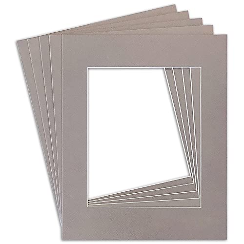 TheDisplayGuys 25-Pack pre-Cut Acid-Free Mat Boards 11x14 matted to 8x10 (Gray), Beveled Opening w. 4-Ply White Core