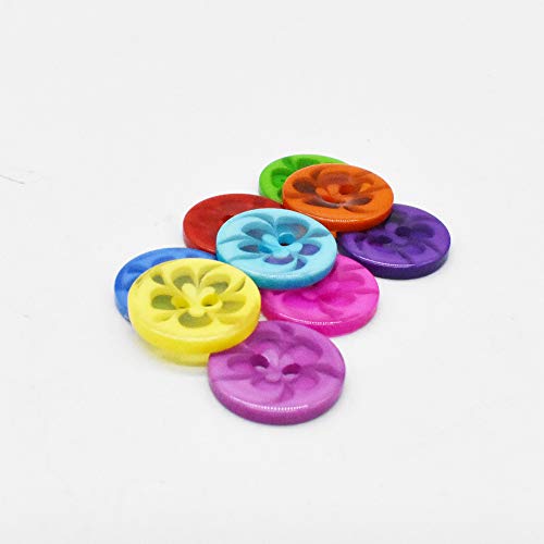 14mm 200Pcs Sewing Buttons Mixed Flower Shape 2 Holes Resin Buttons for DIY Craft Supplies Handmade Sewing Shirt