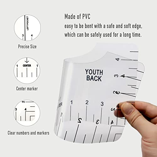 FINFINLIFE, Tshirt Ruler-7Pcs, Tshirt Ruler Guide for Vinyl, Shirt Alignment, T Shirt Rulers to Center Designs, Transparent Tee Ruler for Infant Toddler Youth Adult, Low Collar,Pearl Pins