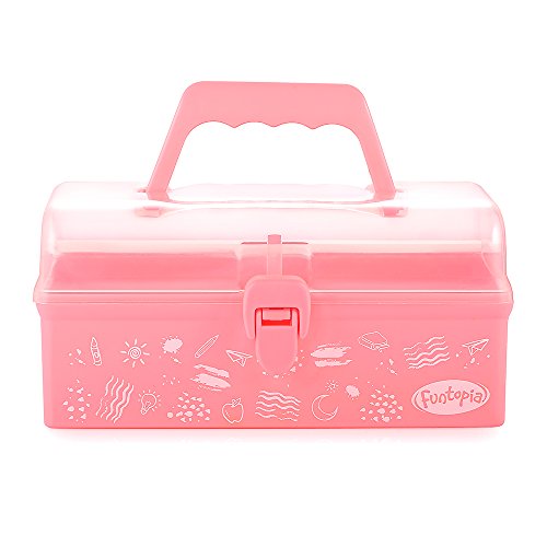 Funtopia Plastic Art Box for Kids, Multi-Purpose Portable Storage Box/Sewing Box/Tool Box for Kids' Toys, Craft and Art Supply, School Supply, Office Supply - Pink