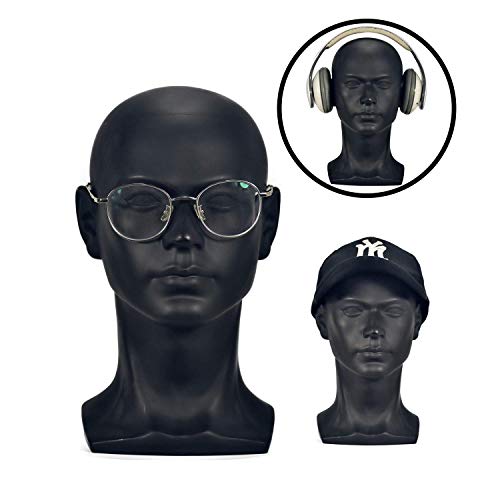 ZMS Male Mannequin Head Cosmetology Manikin Head Display Head for Display Headset, Headphone, Game Console, Hats, Wigs Jewellery (matte black)