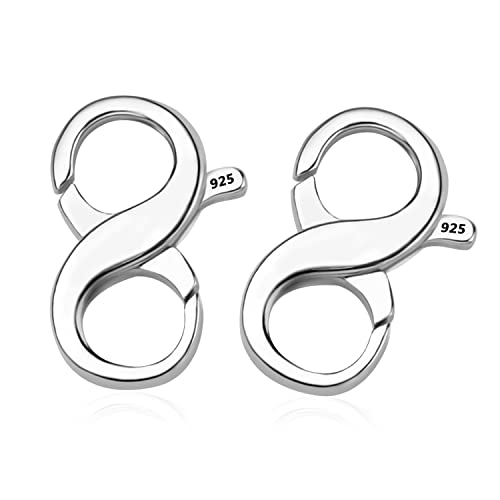 KINBOM 2pcs Double Opening Lobster Clasps, 925 Sterling Silver Lobster Clasp Jewelry Making Clasps Necklace Connectors for DIY Jewelry Making and Repairing (0.62inch)