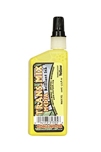 Koh-I-Noor Translucent Mix Media Pigment-Based Drawing Ink, 0.75 Oz. Bottle, Yellow (9065F.YEL)