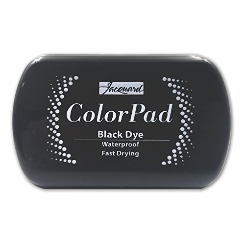 Jacquard ColorPad Waterproof and Permanent Premium Dye Ink Pad - Deep Dark Black - Quick-Drying - Acid Free & Non-Toxic - Sharp Impression Every Time
