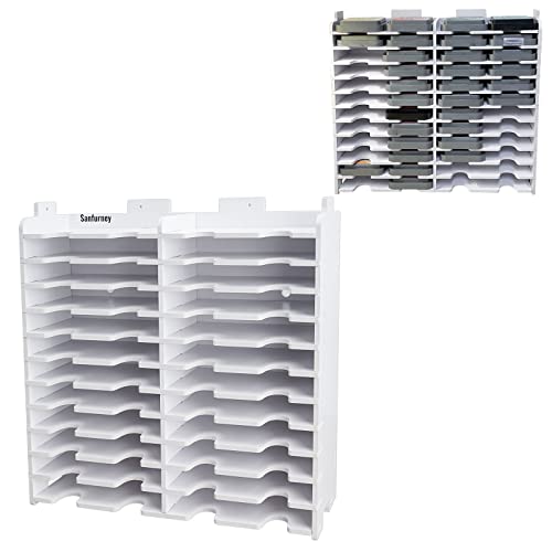 Sanfurney 24 Slots Ink Pad Holder and Stamp Pad Storage Organizer for Distress Ink Pads Diamond Painting Tray Rack for Crafts Supply, Stackable Wall Mount