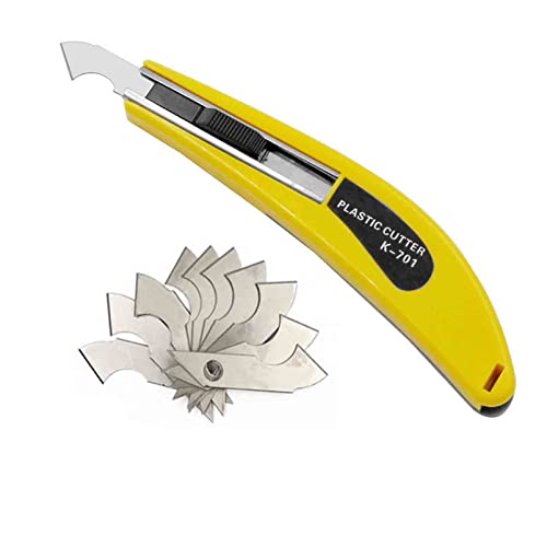 Acrylic Plexiglass Sheet Cutter Scoring Knife Tool,With a Curved Handle,It Is More Convenient To Use.One handle,11 blades.(Yellow)