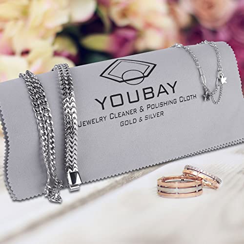 YouBay Pro Size Jewelry Cleaning Cloth & Silver Polishing Cloth, 11'' x 14'' Jewelry Polishing Cloth for Sterling Silver | Gold | Brass | Platinum, Has Both Cleaning and Polishing Cloth (Grey 2pack)