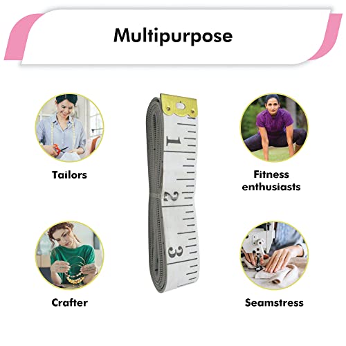 Measuring Tape (Pack of 4) - Body & Fabric Measure Tape for Sewing, Seamstress, Tailor, Cloth, Waist, Crafting, Fitness-Retractable, Dual Sided Multipurpose Metric Tape-3 x 60 inches, 1 x 120 inches