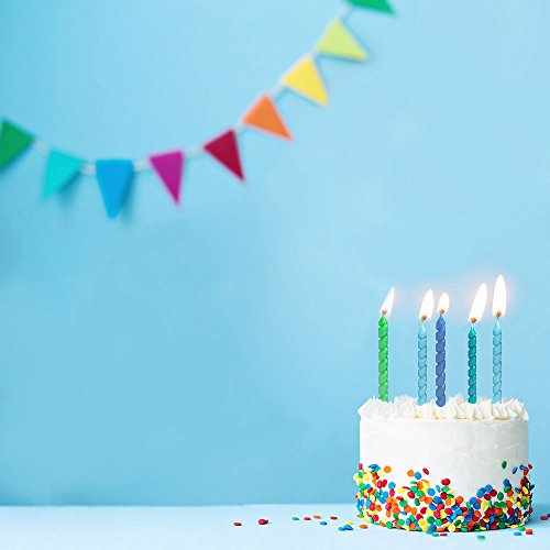 Classic Spiral Birthday Candles - 3", Blue & Green, 10 Pcs
