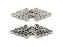 Bezelry Filigree Trivet Hook and Eye Cloak Clasp Fasteners Pack of 4 Pairs 64mm x 29mm Fastened. (Antique Silver)