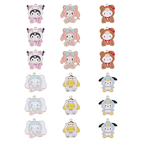 G-Ahora Cinnamoroll Kitty Accessories Pendant for Jewelry Making DIY Crafts 18 pcs Kuromi Charms for Earring Necklace Making