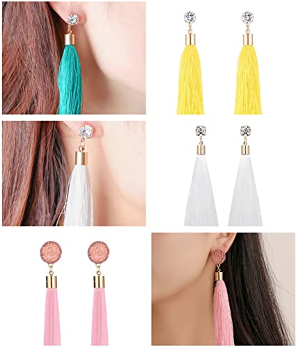 100 Pieces 2.5inch Polyester Tassels with Gold Metal Tube End Caps Mala Tassel Kits for Earring Necklace Jewelry Making Keychain Bag Charms Decorative Accents (Yellow)
