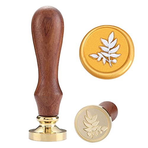 Vintage Leaf Wax Seal Stamp, Yoption Wooden Handle Removable Brass Head Classic Sealing Stamp,Great for Embellishment of Cards Envelopes,Invitations,Packages,Ideal Gift (Vintage Leaf)