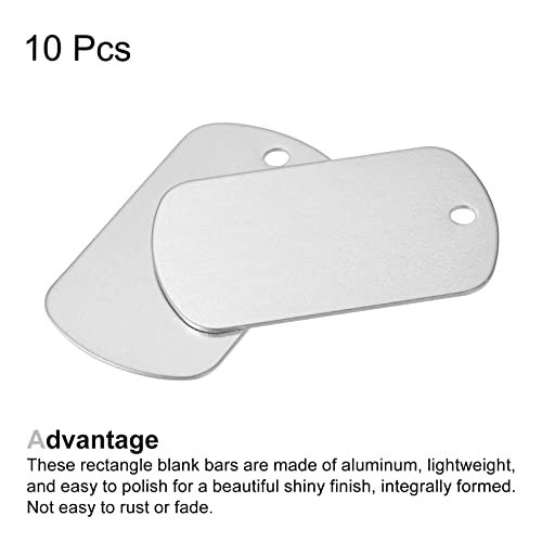 MECCANIXITY Metal Stamping Blank 29x50mm DIY Engrave Aluminum Label Silver ID Tags for Craft, Pendant Decoration, Pack of 10