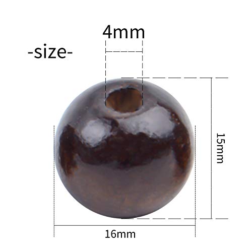 100pcs Natural Wooden Beads Round Ball Spacer Beads Decoration Accessories for Jewelry Making Finding Charms(16mm)