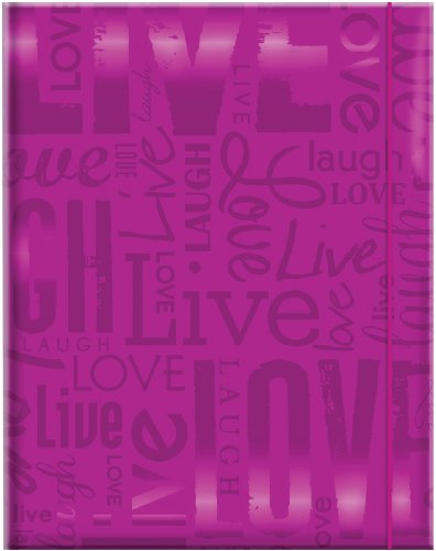 MCS Embossed Live Laugh Love 100-Pocket 4x6 Photo Album, Bright Purple