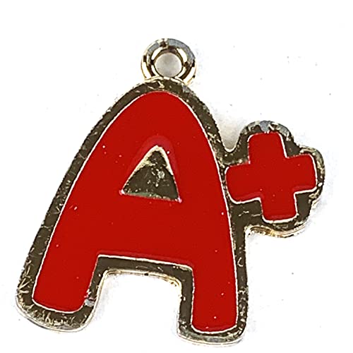 Worlds 10PC Gold Plated Red Message A+ Enamel Alloy Charms Pendants for Bracelet Necklace Earring DIY Jewelry Craft Making 23mm x 21mm