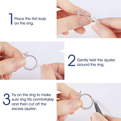Ring Size Adjuster for Loose Rings Guard Clips Transparent Ring Tightener Sizer Adjusters resizer Fit Almost Any Rings 6 Different Sizes (Transparent-6Pcs)