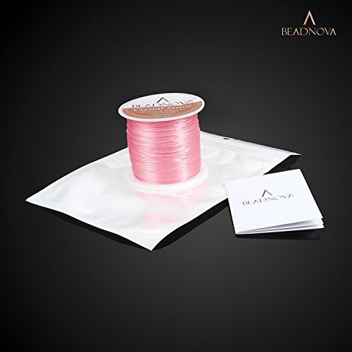 BEADNOVA 1mm Elastic Stretch Crystal String Cord for Jewelry Making Bracelet Beading Thread 60m/roll (Light Pink)