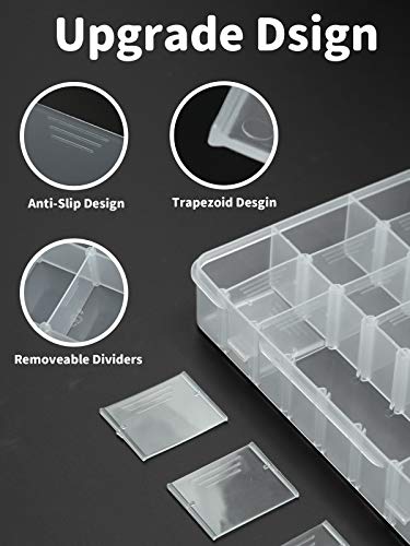 2pack 24 Grids Clear Plastic Organizer Box Storage Container with Adjustable Dividers (Clear x 2PC,24 Grids)
